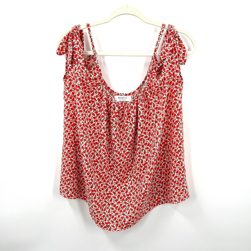 Bailey 44 red poppy floral open cold shoulder tie top romantic flowy S